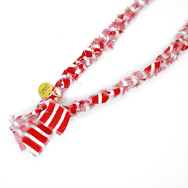 Bandana ketting rood met wit gestreept