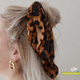 Scrunchie met lint - luipaard