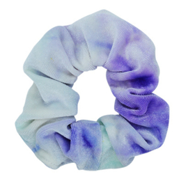 Scrunchie velvet paars, blauw en wit