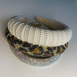 Haarband Jackie panterprint met strass steentjes