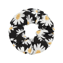 Scrunchie met bloemen zwart