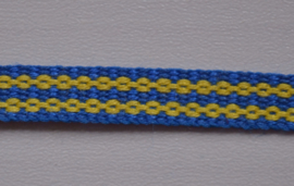 Zweeds band, blauw-geel,   stukken 2 meter