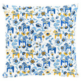 Kleine Zweedse paardjes blauw-geel, per halve meter