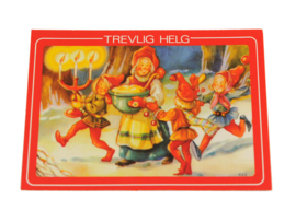Zweedse kerstkaarten retro, set van 4 stuks