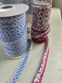 Afwerkband, roze gebloemd