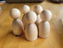 Houten popjes, naturel,  9 cm hoog