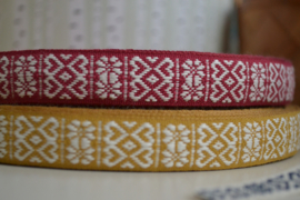 Breed hartjesband. Oud Roze    Prijs per meter