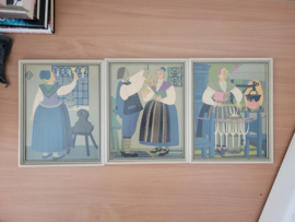 3 reproducties (28 x 35 cm) van de Letse schilder (en schrijver / wetenschapper) A. Vegis (in 1 koop)