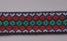 Groen rood wit zwart geruit.  Losse meters