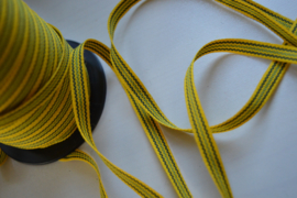 Geel-groen gestreept band,   prijs per meter