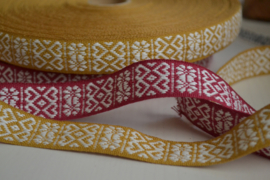 Breed hartjesband. Oud Roze    Prijs per meter