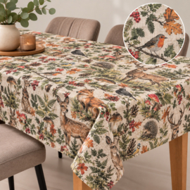 Gecoat tafellinnen/tafelkleed - Herfst bosdieren