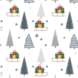 Gecoat tafelinnen/tafelkleed - Christmas grey