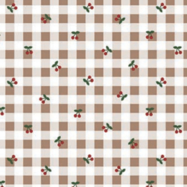 Tafelzeil - Beige ruitjes kersen