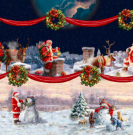 Tafelzeil kerst - Merry snowman