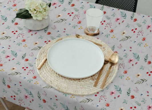 Gecoat tafellinnen/tafelkleed - Martina bloem
