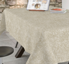 Gecoat tafellinnen/tafelkleed (molton rug) - Bellini beige