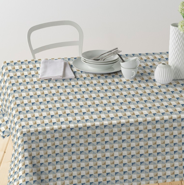 Gecoat tafellinnen/tafelkleed - Olaya blauw