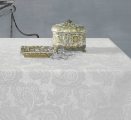 Gecoat tafellinnen/tafelkleed - Jacquard klimt blanco