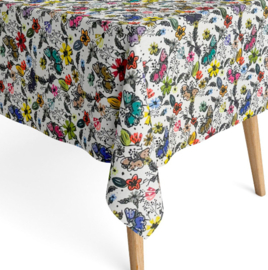 Gecoat tafellinnen/tafelkleed digitaal geprint - Butterfly spring flower