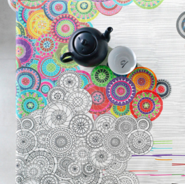 Gecoat tafellinnen/tafelkleed digitaal geprint - Colorfull circle