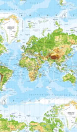 Gecoat tafellinnen/tafelkleed - Wereldkaart/atlas