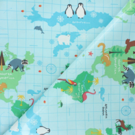 Geplastificeerd katoen - World map kids
