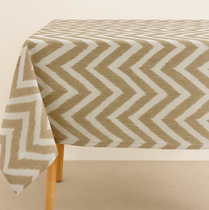 Gecoat tafellinnen/tafelkleed - Stripe beige