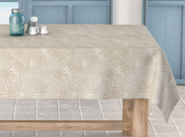 Gecoat tafellinnen/tafelkleed - Jacquard Frida lino beige