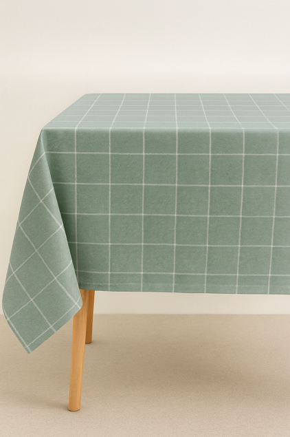 Gecoat tafellinnen/tafelkleed - Lewis groen