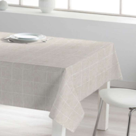 Gecoat tafellinnen/tafelkleed - Sirus ruit beige