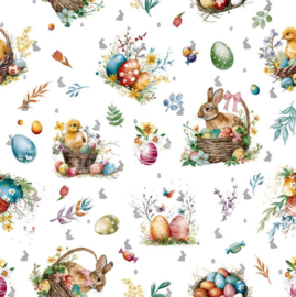 Tafelzeil -  Paashaas wit