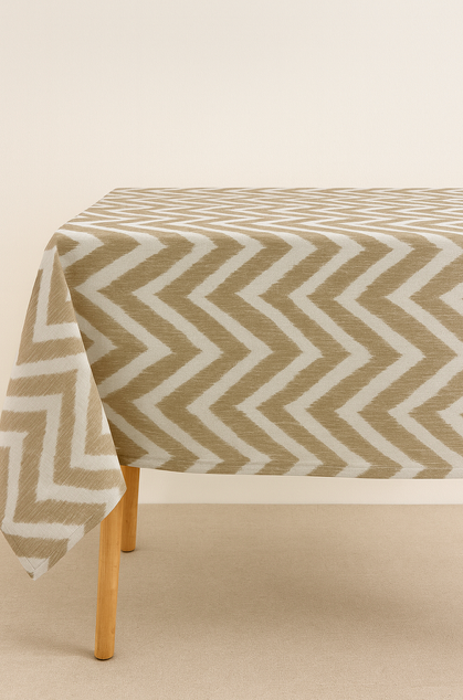 Gecoat tafellinnen/tafelkleed - Stripe beige