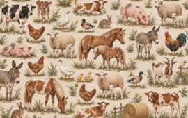 Gecoat tafellinnen/tafelkleed - Boerderij dieren