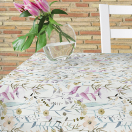 Gecoat tafellinnen/tafelkleed digitaal geprint - Pastel print bloem