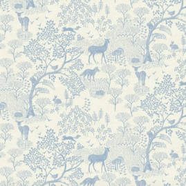 Geplastificeerd katoen - Woodland life blauw