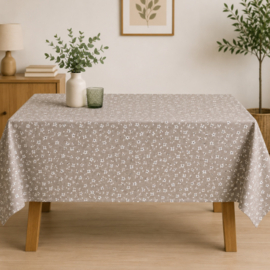 Gecoat tafellinnen/tafelkleed - Celia taupe