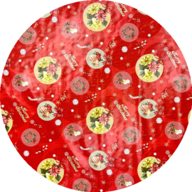 Tafelzeil rond - Kerst motief rood