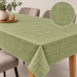 Gecoat tafellinnen/tafelkleed - Linnenlook army groen