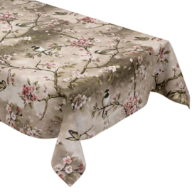 Tafelzeil - Vogels/bloesem taupe