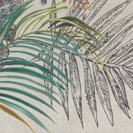 Gecoat tafellinnen/tafelkleed digitaal geprint - Leaves botanica