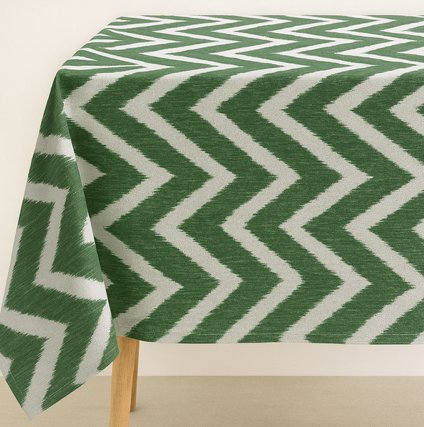 Gecoat tafellinnen/tafelkleed - Stripe groen
