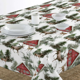 Gecoat tafellinnen/tafelkleed - Christmas reindeer