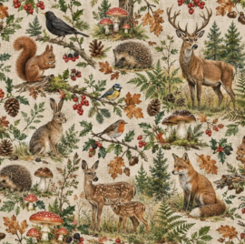 Gecoat tafellinnen/tafelkleed - Herfst bosdieren