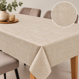 Gecoat tafellinnen/tafelkleed - Structuur beige/desert