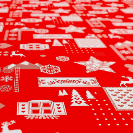 Tafelzeil kerst - Patchwork red