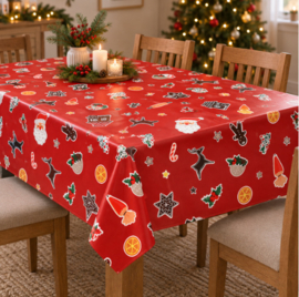 Tafelzeil kerst - Xmas cookie rood