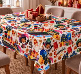 Gecoat tafellinnen/afwasbaar tafelkleed - Welkom sinterklaas