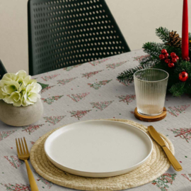 Gecoat tafellinnen/tafelkleed - Kerstboom rood/groen