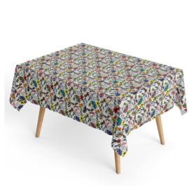 Gecoat tafellinnen/tafelkleed digitaal geprint - Butterfly spring flower